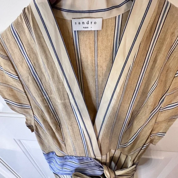 Sandro Long Sleeveless Asymmetric dress w stripes. EU-34 (US-S or size 2) - Picture 11 of 16